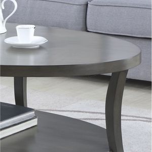 Tavolino da Caffè Contemporaneo con Ripiano Ovale Grigio Perth - Product Image 2