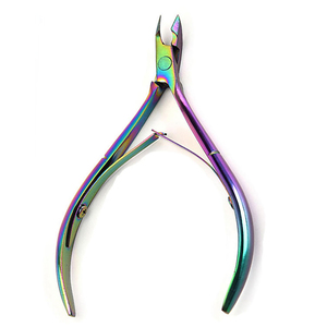Coupe-cuticules en acier inoxydable tendance, revêtement couleur arc-en-ciel, bord tranchant, résistant à la rouille, poignée ergonomique pour professionnels - Product Image 1
