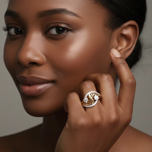 Bague florale de luxe en or pour femme avec un design élégant en filigrane et ajouré, bijoux de mariage - Product Image 4