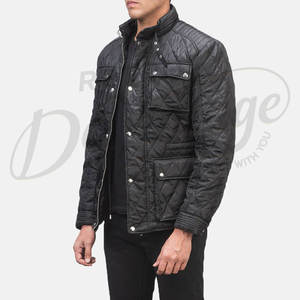 Chaqueta Acolchada Azul Marino para Hombre, Chaqueta de Invierno con Acolchado de Diamantes, Cuatro Bolsillos con Solapa y Cuello Alto con Hebilla Ajustable - Product Image 5