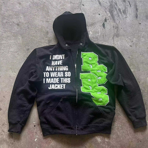 Nouveautés : Sweats à capuche et sweats à fermeture éclair intégrale pour adultes, personnalisables avec logo imprimé en relief, de haute qualité, délavés à l'acide et effet vieilli - Product Image 2