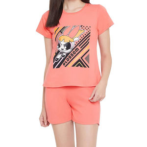 Conjunto Corto de Poliéster/Algodón para Mujer, con Logotipo Personalizable, Estampado Informal, Patrón Sólido, Manga Corta, Deportivo de Invierno, Venta al Por Mayor 2026 - Product Image 1