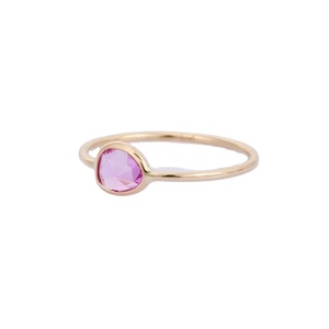 Anillo de oro amarillo sólido de 18K y zafiro rosa, joyería fina, solitario - Product Image 3