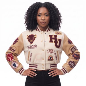 New Hot Selling Custom Cool Style Wool <b>Winter</b> Varsity <b>Jackets</b> Baseball letterman <b>Jacket</b> for women lady crop Wholesale Customized - Product Image 3