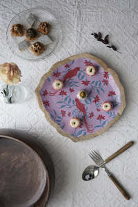 Bandeja de Madera Hecha a Mano con Diseño Floral, Plato Reutilizable para Servir, Vajilla Decorativa - Product Image 5