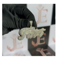 Pendentif FATT personnalisé avec nom en écriture cursive, tendance, serti de moissanite, bijoux de luxe pour mariage, en argent sterling 925, style hip-hop, rock, rappeur