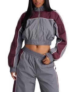 Ensemble survêtement coupe-vent grande taille pour femme, le plus vendu, en nylon, avec fermeture éclair, imperméable, en tissu à mémoire de forme, imprimé uni, idéal pour l'été - Product Image 2