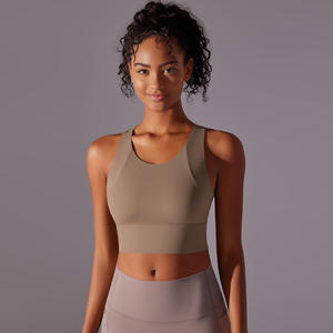 Sujetador deportivo verde de alto soporte para mujer con diseño de espalda cruzada para entrenamiento físico - Product Image 4