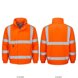 Veste de sécurité réfléchissante haute visibilité ANSI Classe 2, LED clignotante, imperméable, respirante, col montant, vêtements de travail d'hiver - Product Image 1