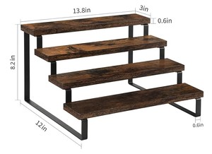 4-Tier Wooden Display Stand with Metal Frame | Rustic Countertop Organizer <b>Rack</b> - Product Image 2