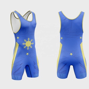 Traje de Lucha Libre Personalizado para Hombre con Logotipo Frontal, Poliéster/Algodón, Secado Rápido y Transpirable, Azul/Amarillo, Mono de Artes Marciales - Product Image 3
