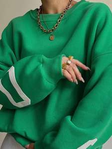 เสื้อฮู้ดดี้ผู้หญิงทรงโอเวอร์ไซส์ พิมพ์ลายพัฟฟ์ ผ้าฟลีซ 100% คอตตอน สตรีทแวร์ กันน้ำ ผ้าเฟรนช์เทอร์รี่ คอกลม สไตล์วินเทจ - Product Image 3