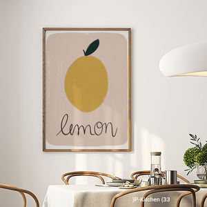 Affiche murale moderne pour les fêtes, illustration minimaliste de citron, décoration murale scandinave pour cuisine, impression sur toile avec cadre en bois - Product Image 2