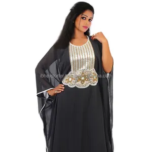 Classic silver stone beaded stunning party wear evening dress kaftan in wholesale price abaya