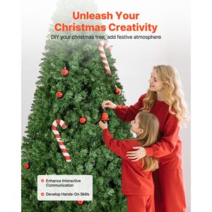 Albero di Natale Artificiale 2,2m con 1346 Punte di Rami, Decorazione Festiva Completa, Base in Metallo Robusta, Materiale PET Realistico per Feste in Casa - Product Image 5