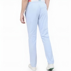 Pantalon décontracté pour homme, bleu clair, taille élastique, coupe droite, respirant, en polyester, pour l'été, avec poches latérales - Product Image 4