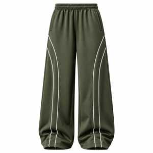 Pantalones Deportivos Jerry Wear para Hombre, de Pierna Ancha y Talla Grande, con Ribete en Contraste, Viscosa/Poliéster, Cintura Elástica, Ligeros, para Invierno - Product Image 1