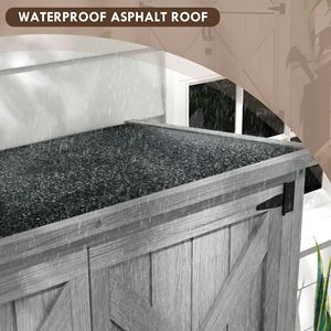 Armadio da Esterno Impermeabile Grigio con Tetto in Asfalto per Giardino, Chiudibile a Chiave - Product Image 5