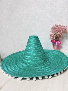 Vietnam Pompom Seagrass <b>Hat</b> /Mexican green <b>Straw</b> <b>Hat</b> Hawaiian Style Dressing up Props Party Supplies Birthday Gift Decoration - Product Image 1
