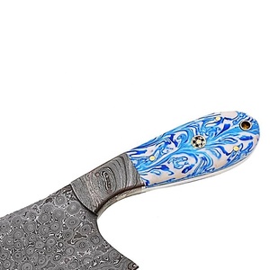 Couteau à viande artisanal en acier Damas avec manche en résine, lame pleine longueur, couteau de boucher, couteau de chef, couteau de cuisine, fabricant OEM ODM - Product Image 4
