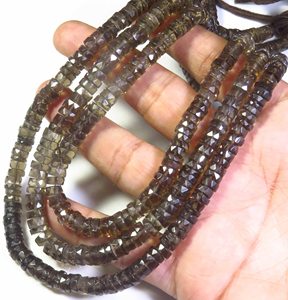 Cuentas Facetadas de Cuarzo Ahumado de Alta Calidad, Forma Heishi, Color Marrón Natural, 6mm, 16 Pulgadas, Cuentas de Rueda Ahumadas - Product Image 4