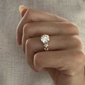 3 Carat Round Lab Grown Diamond Nature Inspired Twig <b>Engagement</b> <b>Ring</b> in Yellow Gold , <b>Unique</b> Branch Design <b>Ring</b> , IGI Certified - Product Image 5