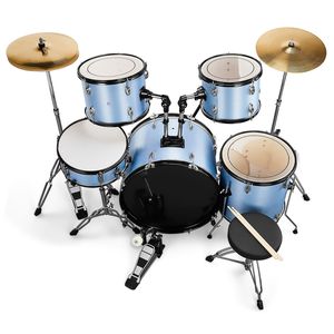 Set Batteria Completo per Adulti 5 Pezzi - Grancassa Blu 16", Piatto Ride 14", Piatti Hi-hat, Pelli di Betulla, Misura XL - Product Image 3