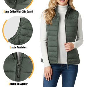 Womens Puffer Vest Casual Sleeveless Stand Collar Full Zipup Warm Outerwear With Pockets Casual Office Outerwear Travel Outfits - Product Image 3