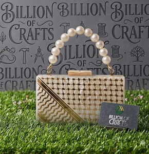 Bolso de mano decorativo de resina para mujer, diseño artístico árabe hecho a mano, con asa de perlas, bolso de moda para bodas y celebraciones. - Product Image 3