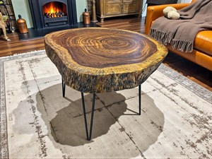 Handcrafted <b>Epoxy</b> Log <b>Coffee</b> <b>Table</b> Large Natural Tree Stump Center <b>Table</b> With Hairpin Legs Rustic Handmade Wood Furniture - Product Image 2