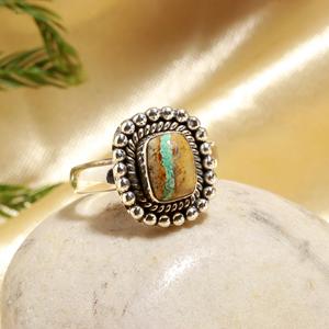 <b>Cushion</b> Cut Turquoise Gemstone Ring In 925 Silver Artisan Handmade Jewelry Beautiful <b>Statement</b> Ring Birthday Gift For Her - Product Image 1