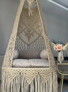 Silla Hamaca Boho, Silla Colgante de Macramé, Silla Colgante para Interiores y Exteriores, Decoración Bohemia Hecha a Mano, Regalo de Navidad - Product Image 2