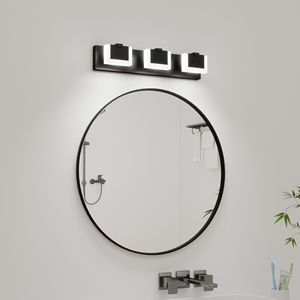 Modern 3-<b>Light</b> Black LED <b>Vanity</b> <b>Light</b> up and Down Wall <b>Light</b> Fixture for Bathroom 6000K for Over <b>Mirror</b> Lighting - Product Image 2