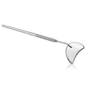 Miroir à cils demi-lune en acier inoxydable, large vue, incurvé, accessoire pour l'application et le mappage des extensions de cils - Product Image 1