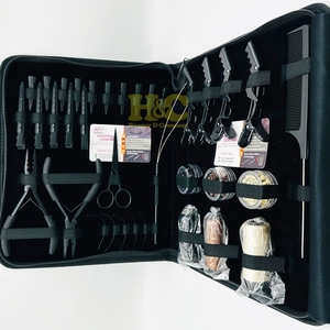 Kit d'outils pour extensions de cheveux noirs en acier inoxydable de qualité chirurgicale, professionnel, pour micro-perles et extensions à bandes adhésives, avec pinces - Product Image 3