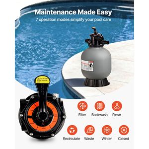 Sistema di filtraggio a sabbia in ABS da 18 pollici 40 GPM per piscine interrate e spa, con valvola multiporta a 7 vie e funzioni di lavaggio e risciacquo - Product Image 3