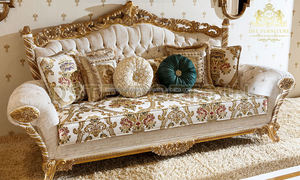 Juego de muebles de sala de estar de artesanía de madera de lujo Juego de sofá de sala de estar de madera dorada exclusiva Comprar juego de sofá de sala de estar de madera de teca Reino Unido - Product Image 3