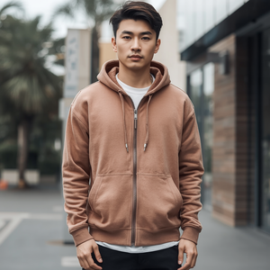 เสื้อฮู้ดซิปทรงบ็อกซี่ ผ้าฝ้ายฟลีซแบบโอเวอร์ไซส์ พร้อมบริการรับผลิตแบบ OEM ODM - Product Image 1