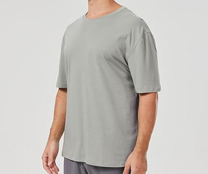 เสื้อยืดโอเวอร์ไซส์ผู้ชาย ผ้าฝ้าย 100% ทรงหลวม ใส่สบาย หนานุ่ม  ลายเรียบ  ปรับแต่งได้ตามต้องการ - Product Image 2