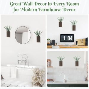 Set di 2 Vasi Intelligenti da Parete in Legno con Eucalipto Artificiale, Piante Finte Stile Rustico per Camera da Letto e Soggiorno - Product Image 5