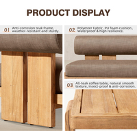 Ensemble de mobilier de patio commercial pour hôtels modernes, canapé à séchage rapide en teck massif, sectionnel, pour l'extérieur