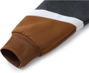 Sudadera con Capucha Tricolor en Contraste al por Mayor - Sudadera con Paneles Marrón, Gris Oscuro y Blanco - Top Urbano de Forro Polar con Capucha - Product Image 6