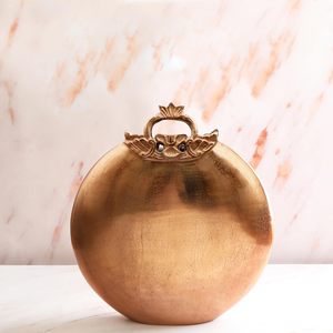 Vase à fleurs rond en aluminium antique, accent décoratif vintage pour la maison, le bureau et les cadeaux, au prix d'exportation en gros - Product Image 1