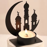 Décorations de table modernes pour le Ramadan et Noël 2027, thème arabe, mini porte-bougies en métal doré