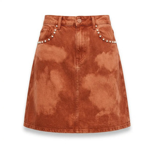 Wholesale womens high waist denim <b>skirt</b> rigid denim five pocket OEM production supplier for U.S. retailers - Product Image 6