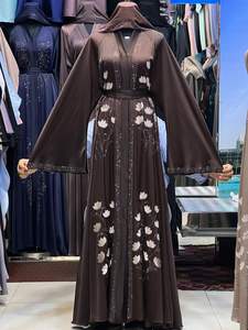 Abaya de Luxe Perlée à la Main pour Femme, Style Vintage, Robe Modeste de Créateur, Tissu Nida Premium Anti-Boulochage, Longueur Cheville, Vente en Gros 2026 - Product Image 3