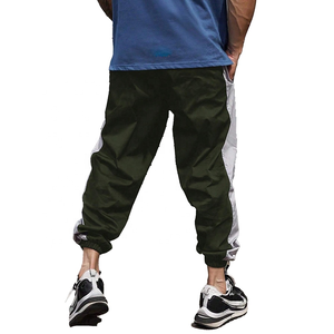 <b>Men's</b> Green And <b>White</b> Color Blocked Sweatpants Elastic Waist Drawstring Casual Joggers With Breathable Fabric - Product Image 3