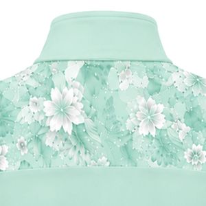 Haut de sport athlétique vert menthe pour femme avec quart de zip, panneau floral sur la manche, manches longues, pour entraînement et fitness - Product Image 5