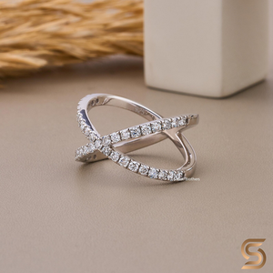 10K Solid White Gold X Cross Moissanite <b>Ring</b> 0.57 CT Cross Diamond Band 1.60mm Moissanite <b>Ring</b> Minimal <b>Statement</b> <b>Ring</b> - Product Image 3