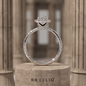 14K White Gold Cushion Cut Halo Diamond Engagement Ring 1CT Center Pave Band <b>Bridal</b> Ring Elegant Fine Jewelry - Product Image 6